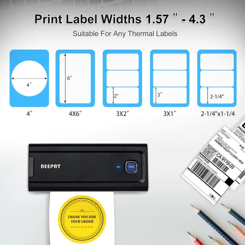 Wireless 4x6 Label Shipping Printer with Bluetooth Connectivity for Multi-Platform Compatibility and Shipping Packages