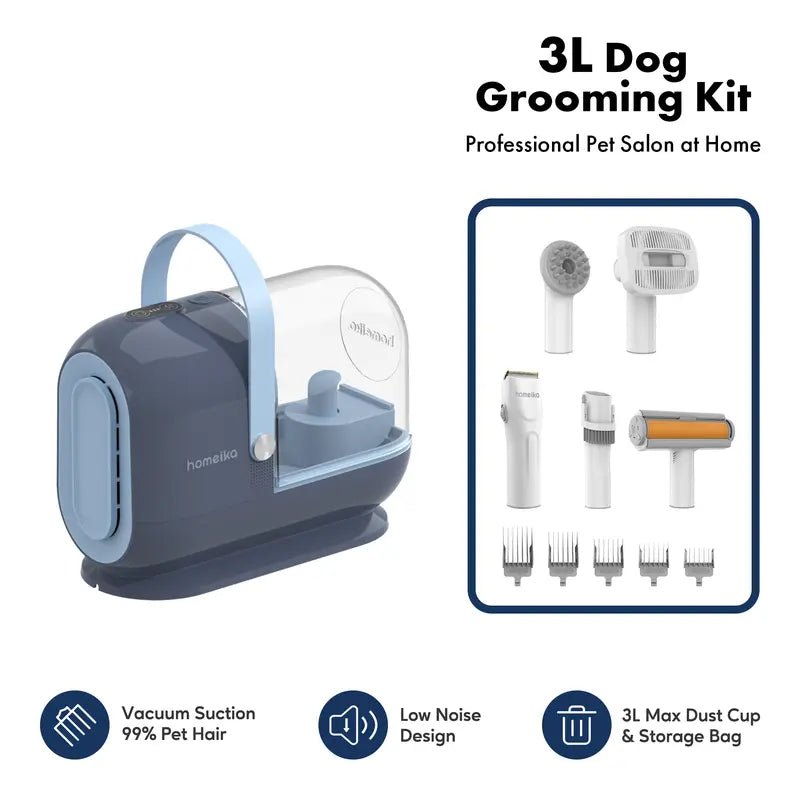 Ultimate Pet Grooming Kit: Powerful 3L Dog Hair Vacuum with Silent Pet Groomer and Hair Removal Brush