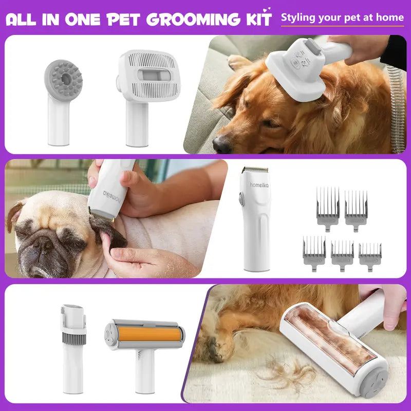 Ultimate Pet Grooming Kit: Powerful 3L Dog Hair Vacuum with Silent Pet Groomer and Hair Removal Brush