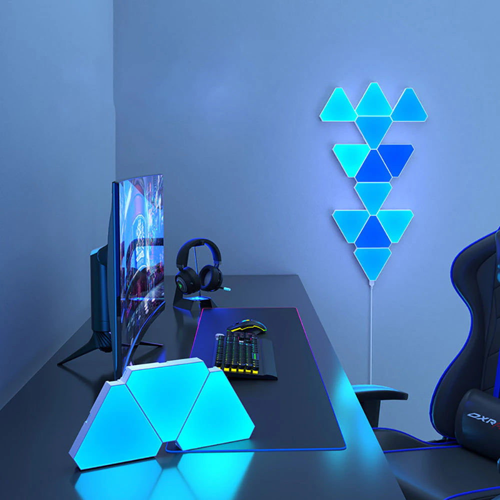 Triangular RGB Quantum Lamp: Smart Rhythm Wall Light for Bedroom, Office, and More