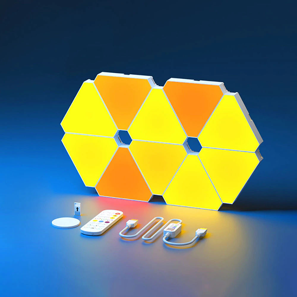 Triangular RGB Quantum Lamp: Smart Rhythm Wall Light for Bedroom, Office, and More
