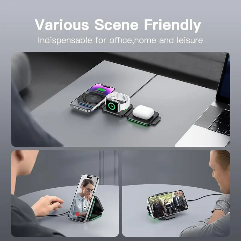 Ultimate 3-in-1 Magnetic Wireless Charger for Apple Devices