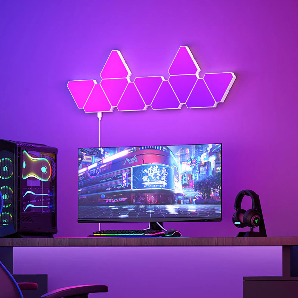 Triangular RGB Quantum Lamp: Smart Rhythm Wall Light for Bedroom, Office, and More