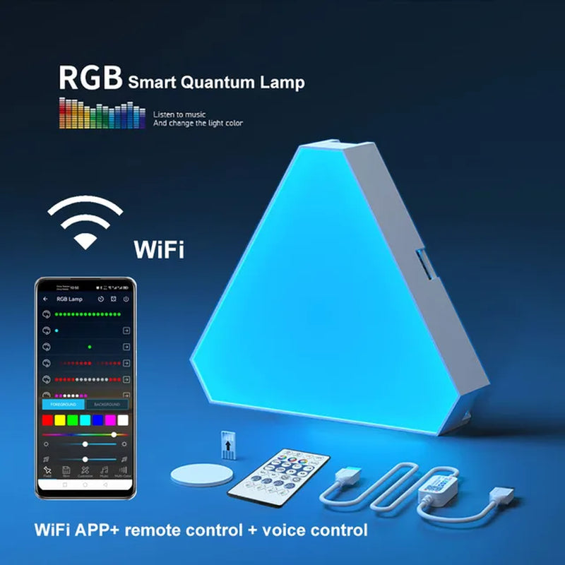 Triangular RGB Quantum Lamp: Smart Rhythm Wall Light for Bedroom, Office, and More
