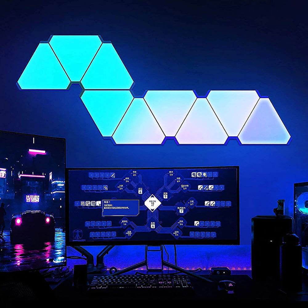 Triangular RGB Quantum Lamp: Smart Rhythm Wall Light for Bedroom, Office, and More