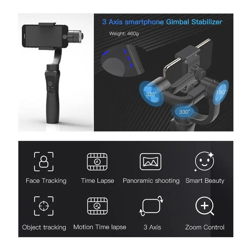 Axis Phone Gimbal Stabilizer with Face/Object Tracking for Android & iPhone