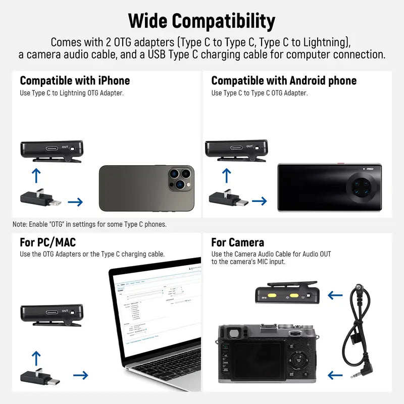 Wireless Lavalier Lapel Microphone Set with Charging Case by NEEWER