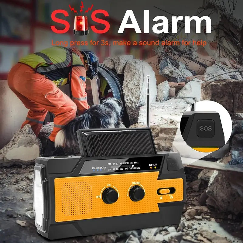 Solar Hand Crank Radio: Emergency Weather Alert, Flashlight, Phone Charger