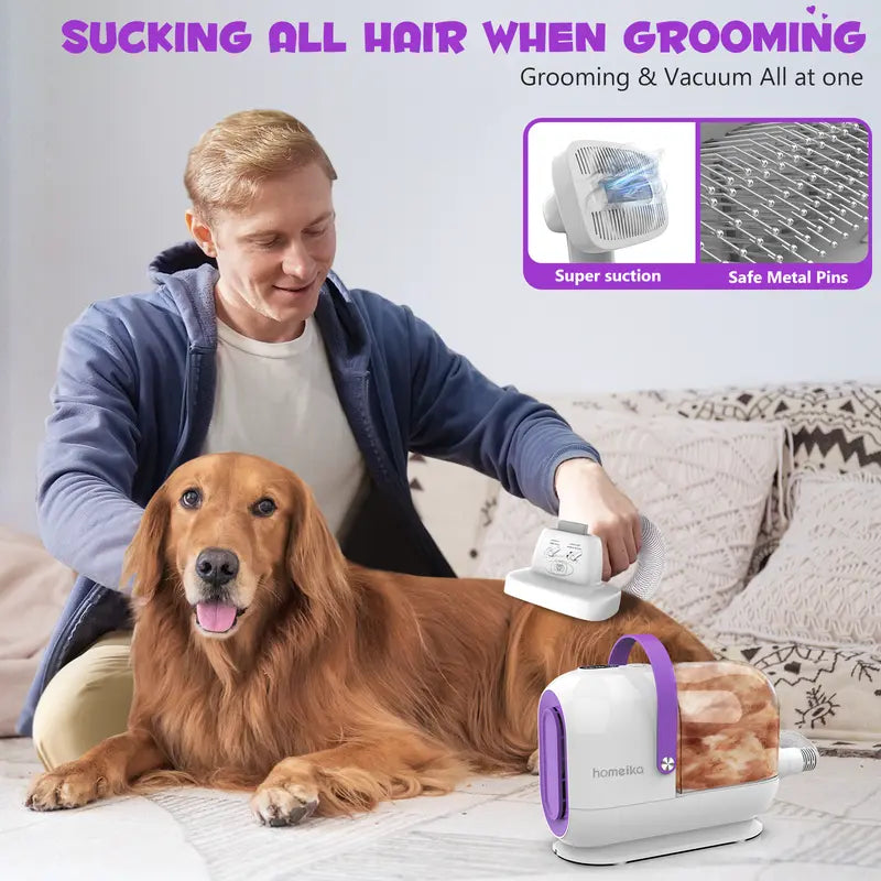 Ultimate Pet Grooming Kit: Powerful 3L Dog Hair Vacuum with Silent Pet Groomer and Hair Removal Brush