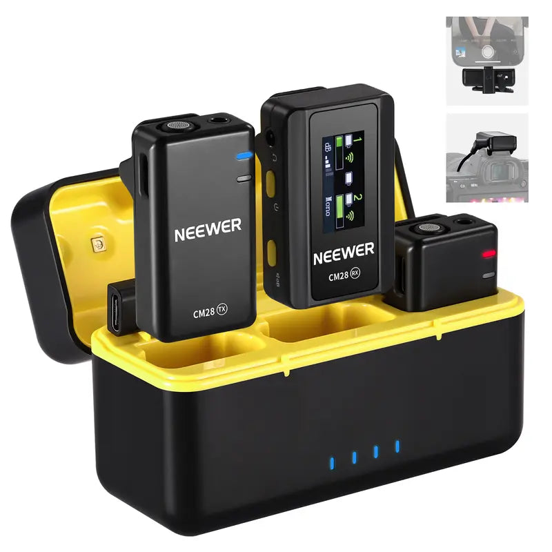 Wireless Lavalier Lapel Microphone Set with Charging Case by NEEWER