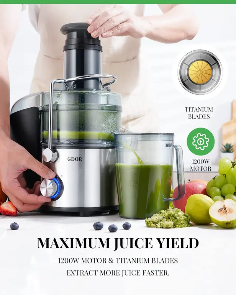 Powerful Juicer Machine with Wide Feed Chute - Extract Juice from Whole Fruits and Veggies with Ease!