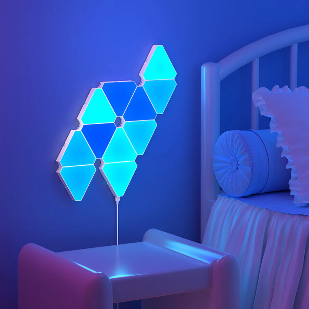 Triangular RGB Quantum Lamp: Smart Rhythm Wall Light for Bedroom, Office, and More