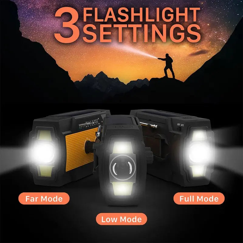 Solar Hand Crank Radio: Emergency Weather Alert, Flashlight, Phone Charger