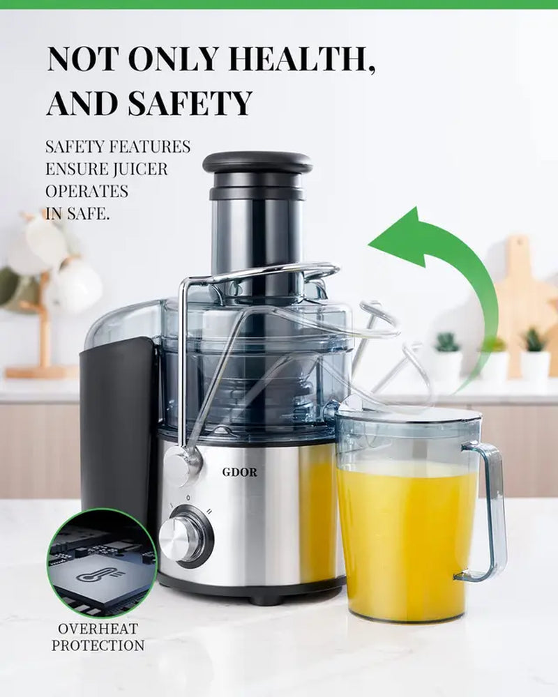 Powerful Juicer Machine with Wide Feed Chute - Extract Juice from Whole Fruits and Veggies with Ease!