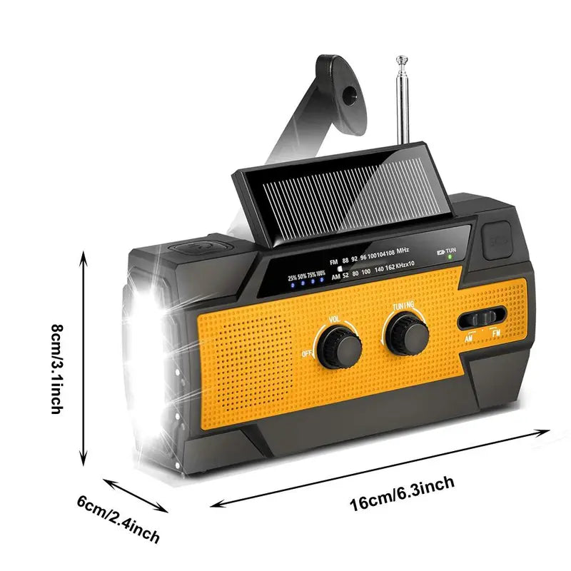 Solar Hand Crank Radio: Emergency Weather Alert, Flashlight, Phone Charger