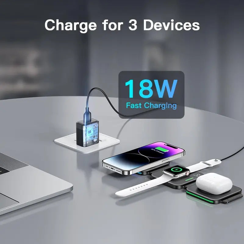 Ultimate 3-in-1 Magnetic Wireless Charger for Apple Devices