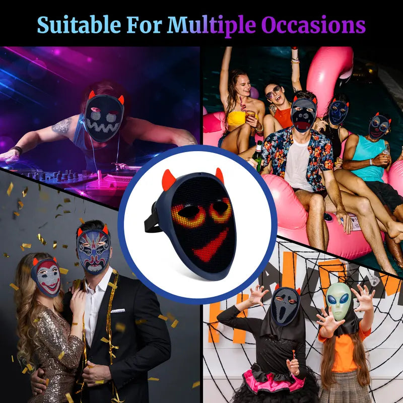 Bluetooth Rechargeable LED Party Mask with Gesture Sensing and App Control