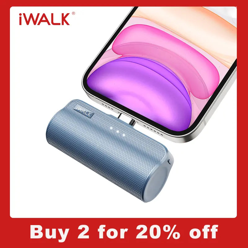 Iwalk Portable Charger: 3350mAh Tiny Power Bank for iPhone & Airpods