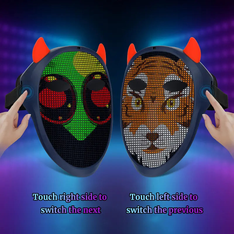 Bluetooth Rechargeable LED Party Mask with Gesture Sensing and App Control