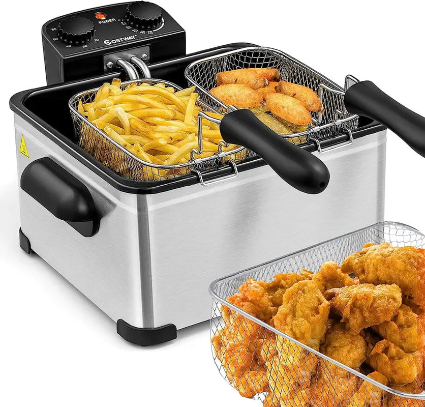 Professional Stainless Steel Electric Deep Fryer with Timer and View Window