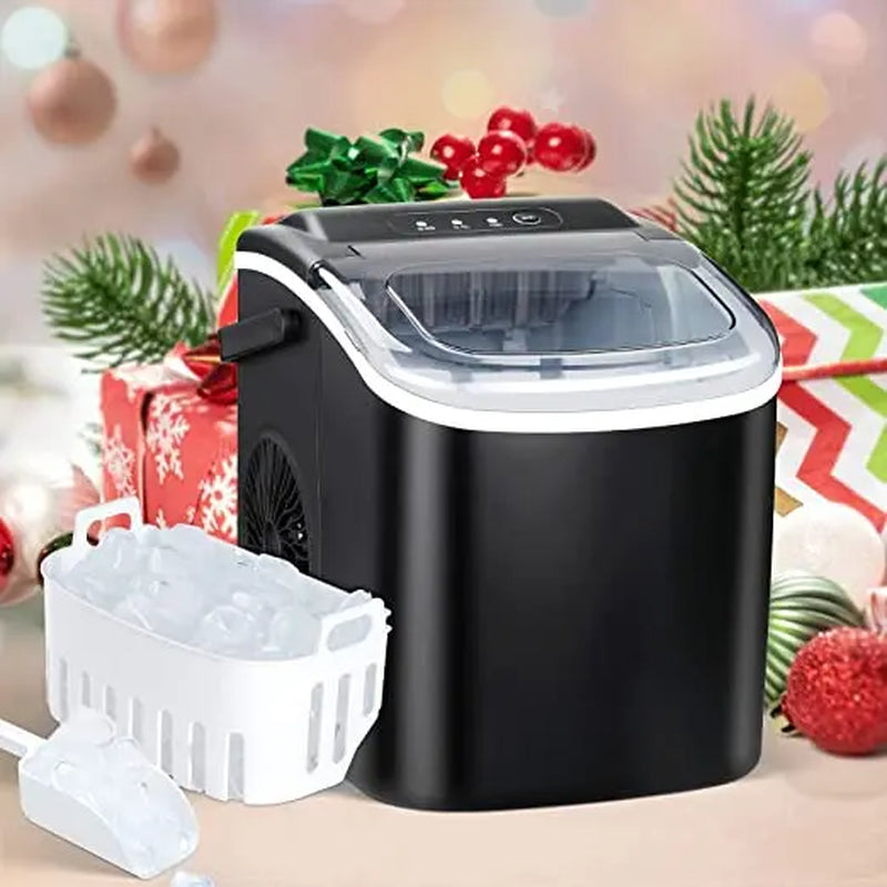 Fast Ice Maker Machine for Countertop - Makes 26Lbs Ice/24Hrs, 9 Ice Cubes in 6 Mins, Self-Clean, Scoop & Basket Included - Lightweight & Portable Kitchen Essential"]