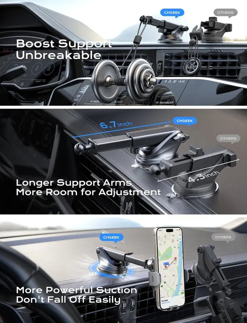 Chgeek Wireless Fast Charging Auto Clamping Car Charger for iPhone and Samsung Galaxy