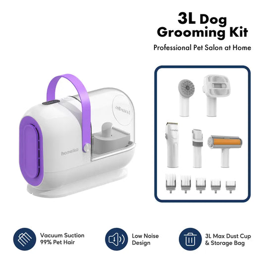 Ultimate Pet Grooming Kit: Powerful 3L Dog Hair Vacuum with Silent Pet Groomer and Hair Removal Brush