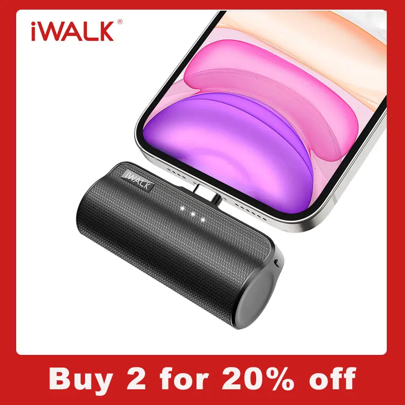 Iwalk Portable Charger: 3350mAh Tiny Power Bank for iPhone & Airpods