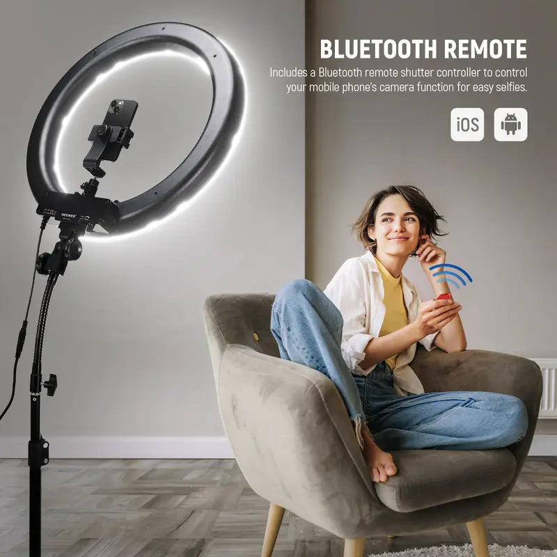 NEEWER RL-18 18" Dimmable LED Ring Light Kit with Stand