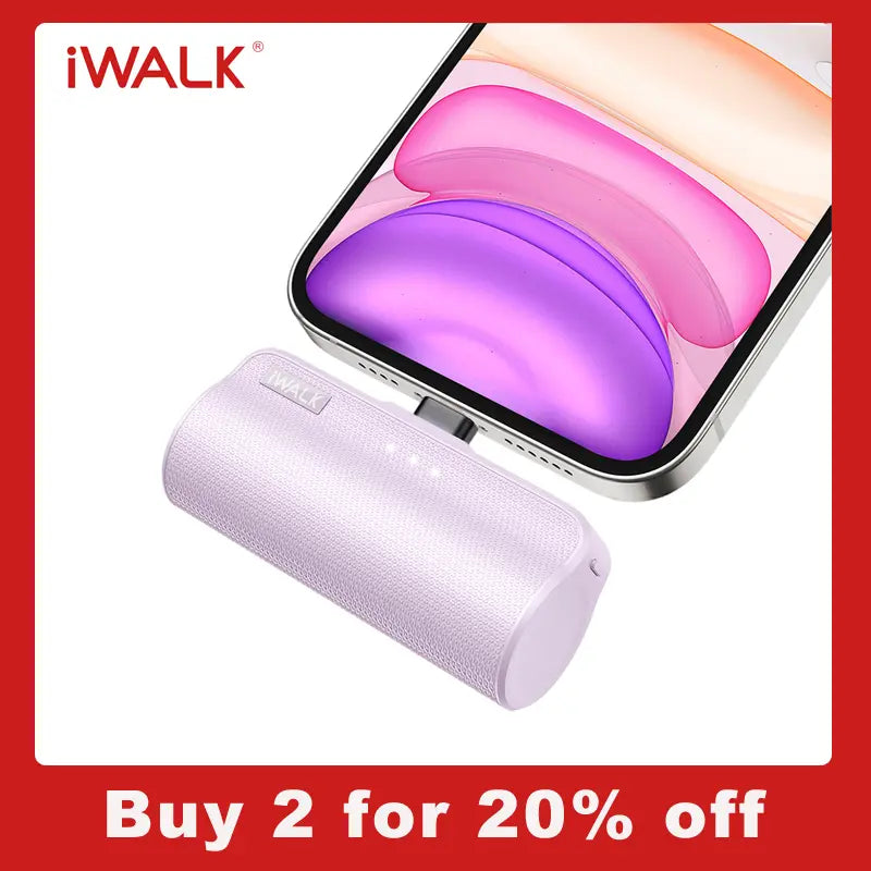 Iwalk Portable Charger: 3350mAh Tiny Power Bank for iPhone & Airpods