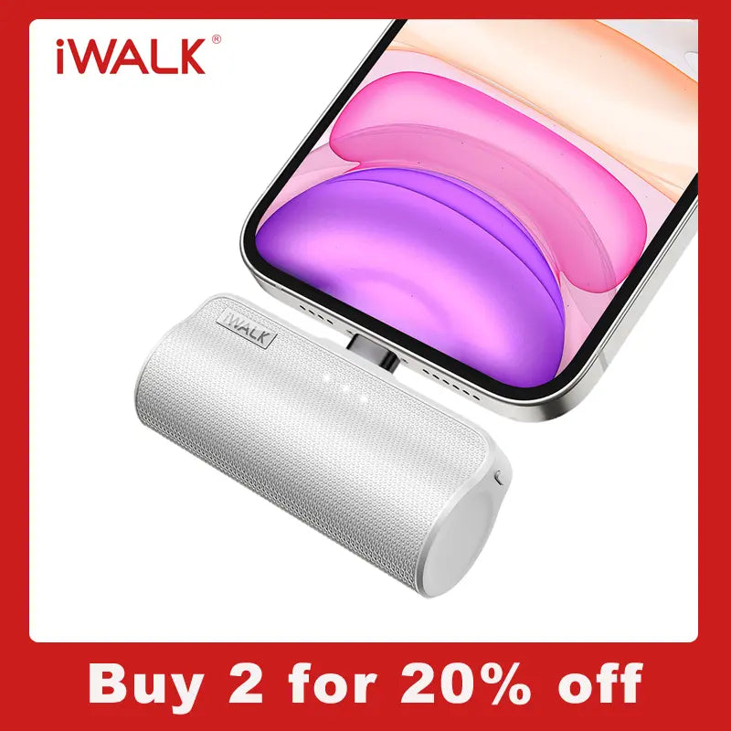 Iwalk Portable Charger: 3350mAh Tiny Power Bank for iPhone & Airpods