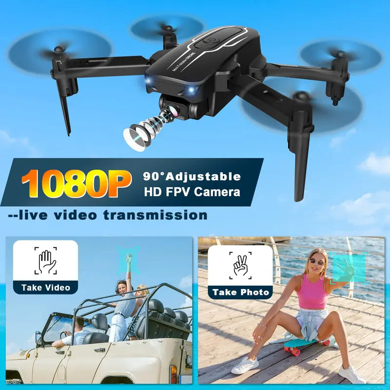 1080P HD Mini Drone with Camera - Selfie Gestures, One Key Start, 360 Flips, RC Quadcopter for Adults and Kids