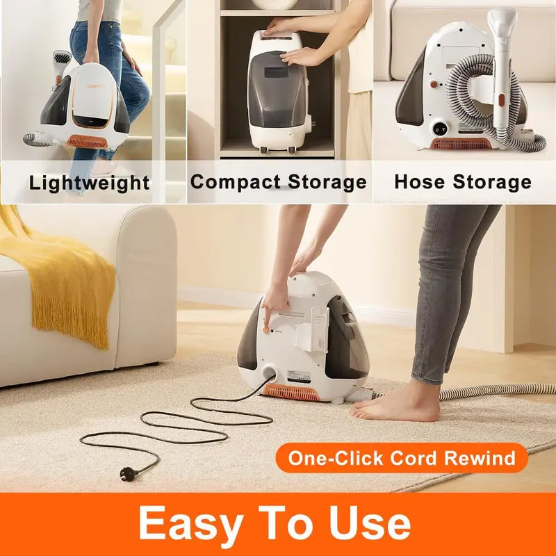 Powerful Portable Carpet & Upholstery Cleaner: Lightweight & Compact, Ideal for Car, Pet Stains & Furniture - B100-A