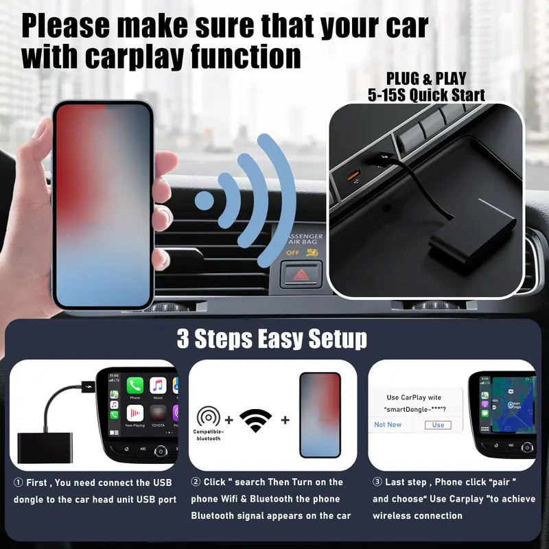 Portable Wireless Car System Adapter Dongle for  Ios 10 and Above