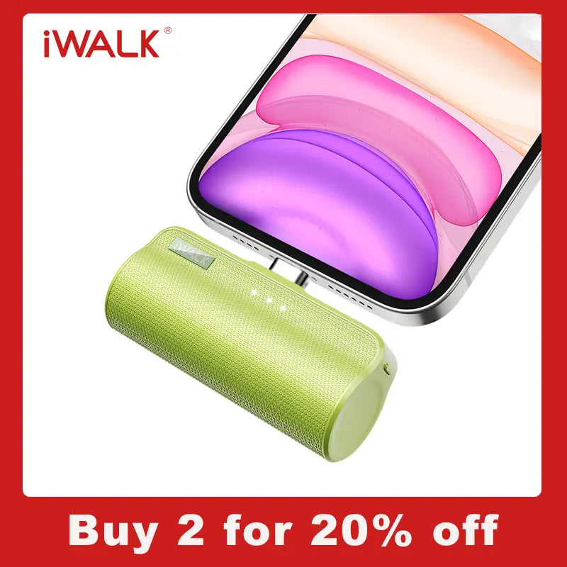 Iwalk Portable Charger: 3350mAh Tiny Power Bank for iPhone & Airpods