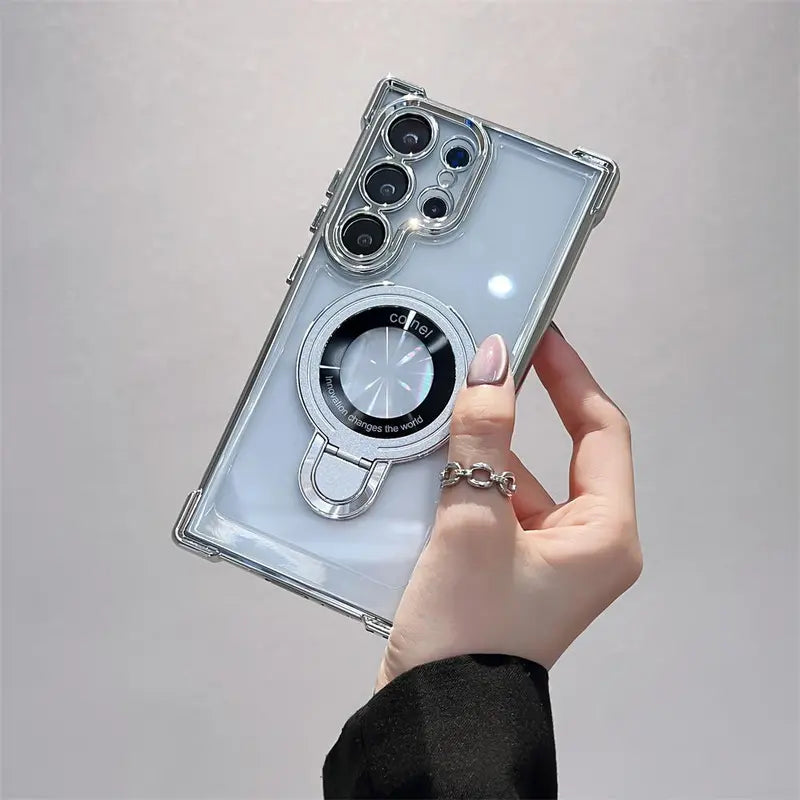 Clear Plated Phone Case with Kickstand for Samsung Galaxy S24/S23/S22 Plus