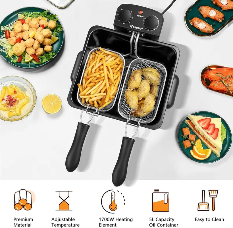 Professional Stainless Steel Electric Deep Fryer with Timer and View Window