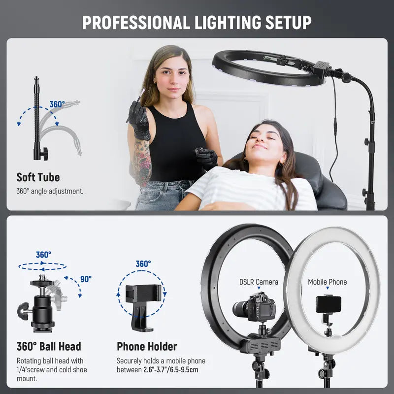 NEEWER RL-18 18" Dimmable LED Ring Light Kit with Stand