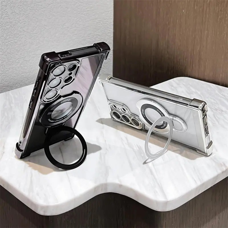 Clear Plated Phone Case with Kickstand for Samsung Galaxy S24/S23/S22 Plus