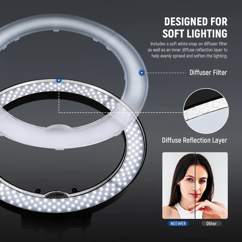 NEEWER RL-18 18" Dimmable LED Ring Light Kit with Stand