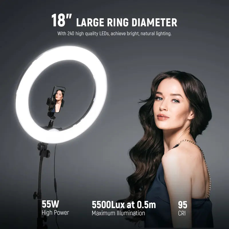 NEEWER RL-18 18" Dimmable LED Ring Light Kit with Stand