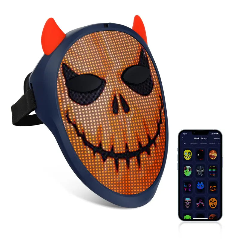 Bluetooth Rechargeable LED Party Mask with Gesture Sensing and App Control