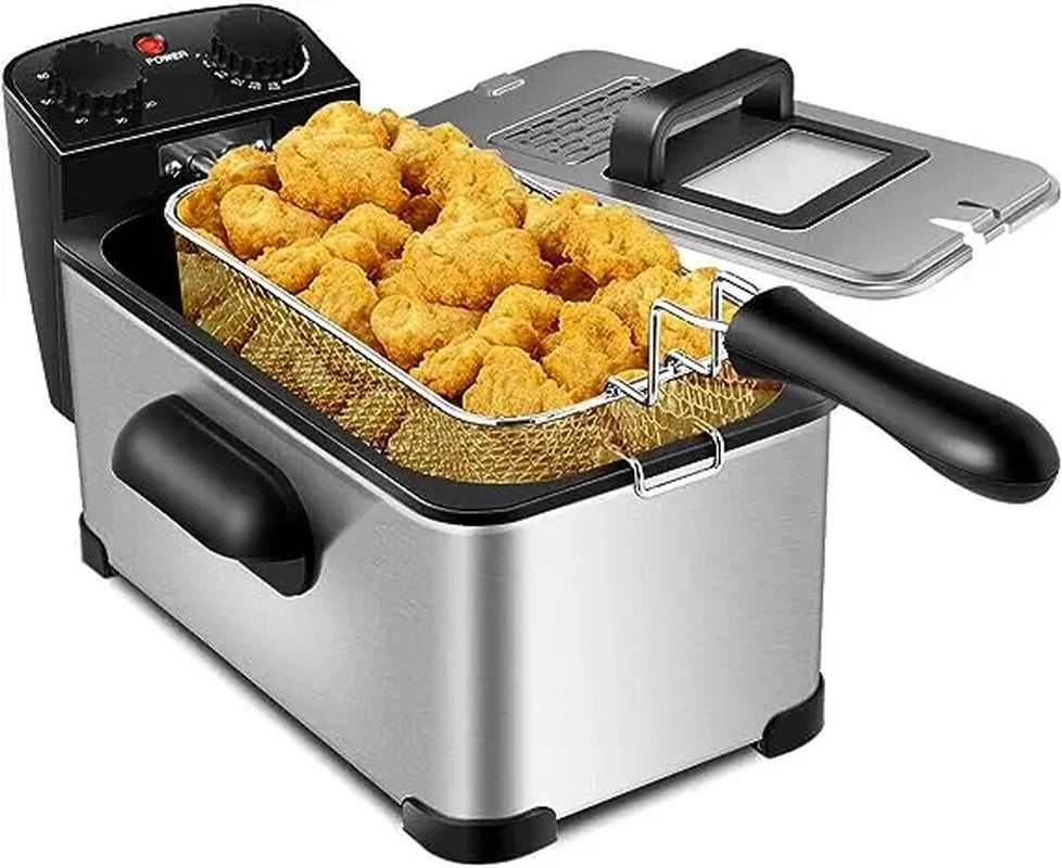 Professional Stainless Steel Electric Deep Fryer with Timer and View Window