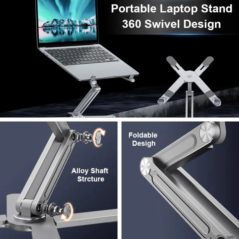 Omoton 360° Rotating Laptop Stand: Adjustable Riser for Desk, Tablets, and Monitors