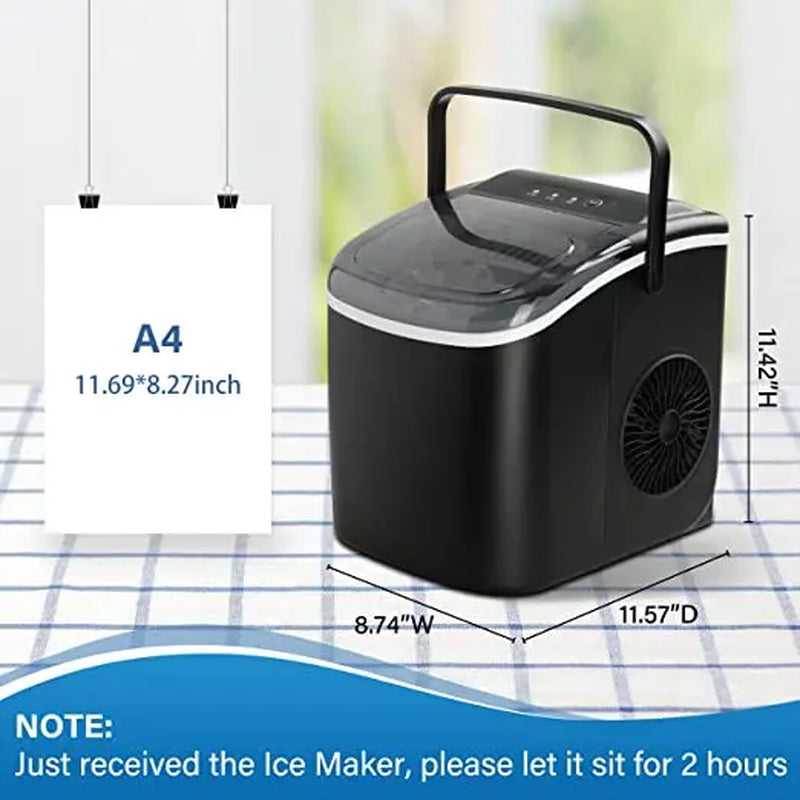 Fast Ice Maker Machine for Countertop - Makes 26Lbs Ice/24Hrs, 9 Ice Cubes in 6 Mins, Self-Clean, Scoop & Basket Included - Lightweight & Portable Kitchen Essential"]