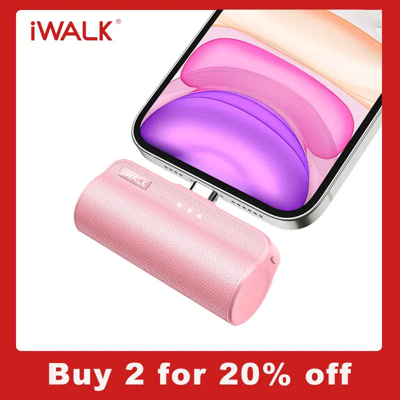 Iwalk Portable Charger: 3350mAh Tiny Power Bank for iPhone & Airpods