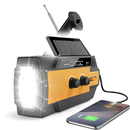 Solar Hand Crank Radio: Emergency Weather Alert, Flashlight, Phone Charger